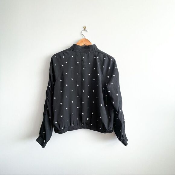 Kensie Light Satin Bomber Jacket Black Lined Stand-Up Collar Zipper Women's M - Picture 6 of 9